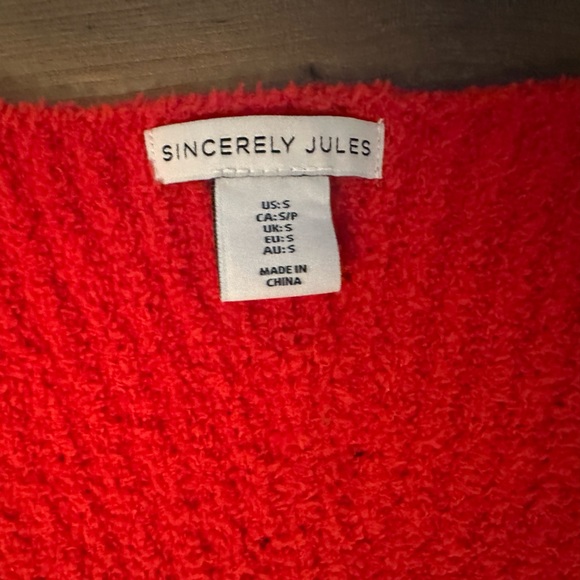 Sincerely Jules Cozy Red Bouclé Sweater – Size Small - Picture 4 of 7